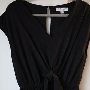 black jumpsuit, She + Sky, long pant short sleeve size M